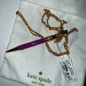 Kate Spade Gold and Purple Pen Pendant Necklace